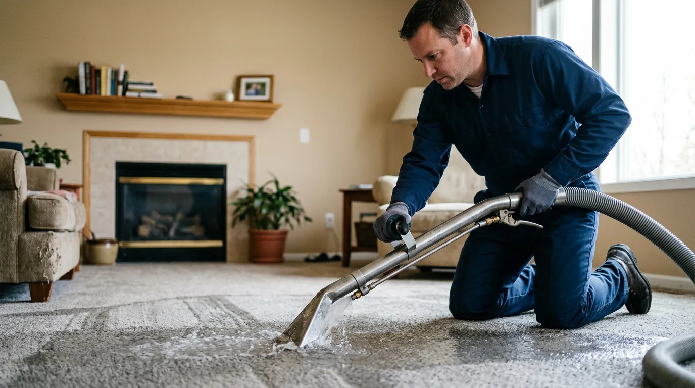 Water damage restoration technician working near Prospect, NY